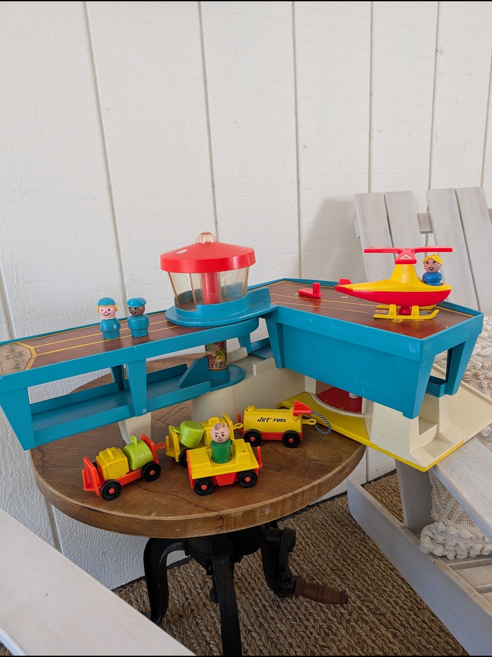 Vintage Fisher Price Little People Airport Train Helicopter